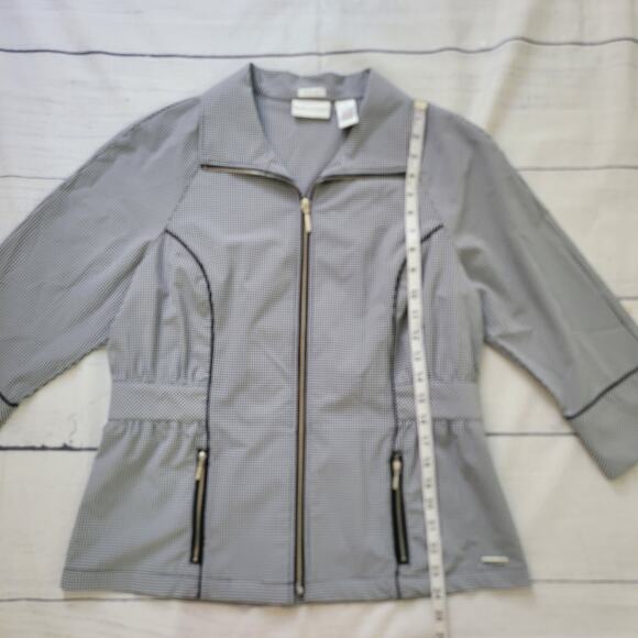 Drapers & Damons Size M Stretch Gingam Plaid Black White Full Zip Jacket - Picture 5 of 10